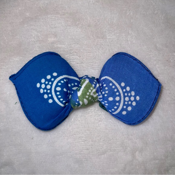 Dark Tie Dye Paisley Bandana Knotted Hair Bow - Picture 7 of 11